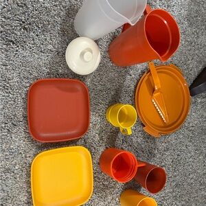 Tupperware Vintage Kids Toy Playset in Orange, Yellow, Cream, Red